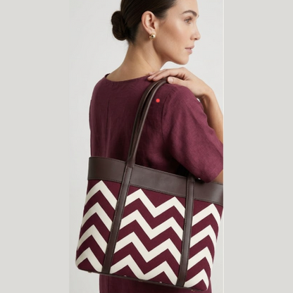 CHEVRON TOTE MAROON