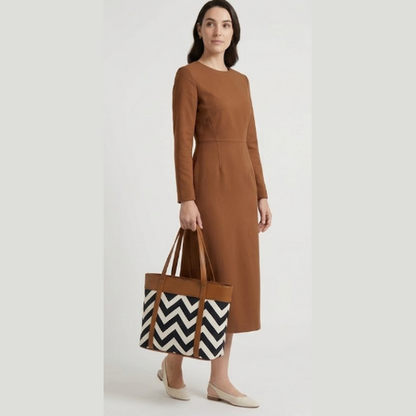 CHEVRON TOTE BROWN