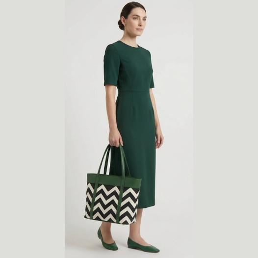 CHEVRON TOTE GREEN