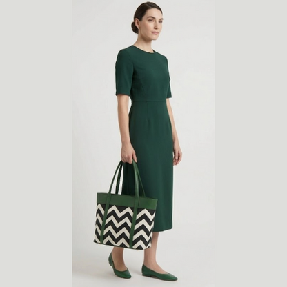 CHEVRON TOTE GREEN