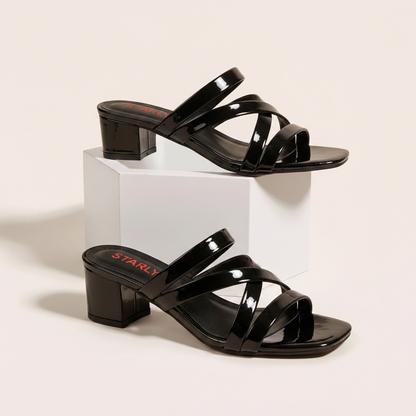 Black Patent Sandals - Side View