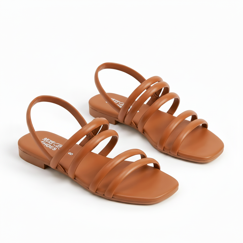 Tan Sandals - Pure White BG