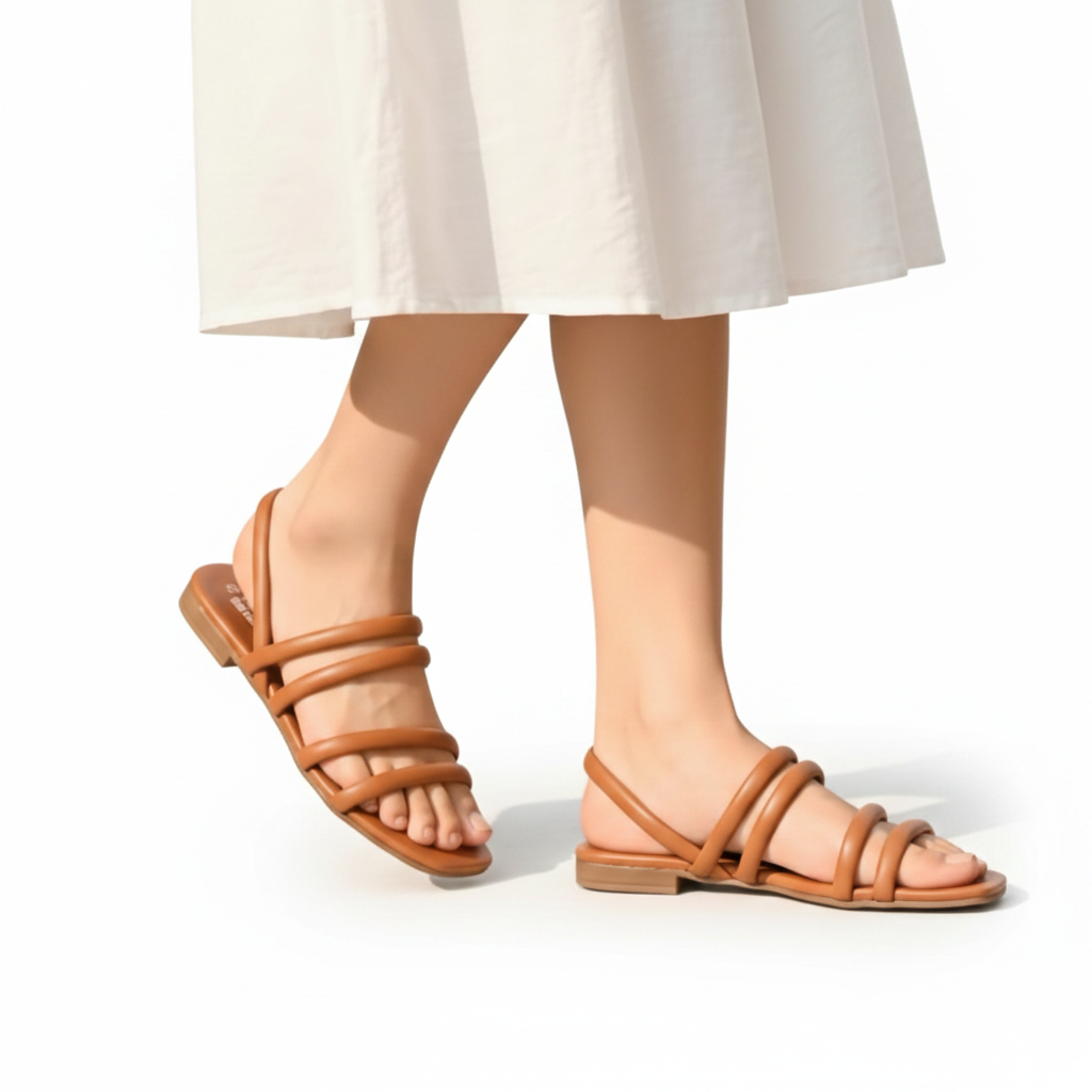 Tan Strappy Sandals - Walking